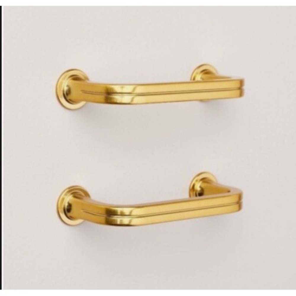 Set Of 2 - 3.75" Etched Drawer Pulls Brass Plated Hearth And Hand Magnolia New